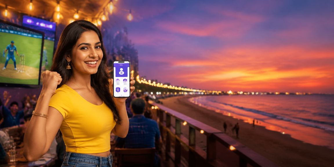 User playing betting games on a smartphone in an Indian urban setting