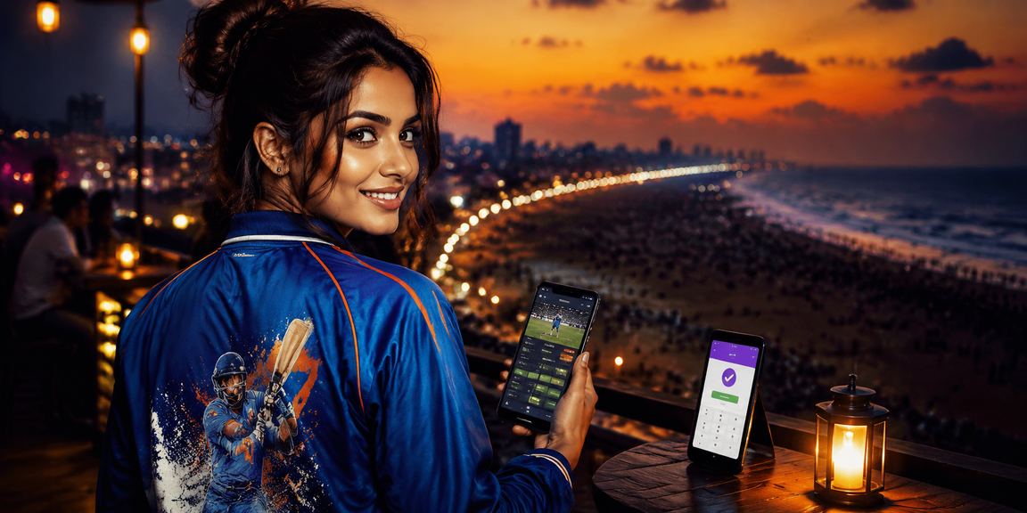 Mobile betting interface with live IPL match shown on screen